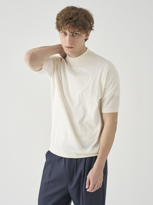 モックネック半袖コットンニットＴシャツ | ARBER | 30G MODERN FIT 詳細画像 STARCH 9