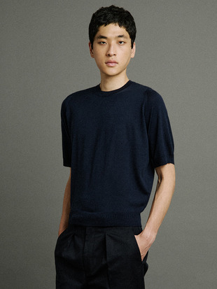 【JOHN SMEDLEY×Bill Nighy】クルーネック半袖ニットＴシャツ｜BN002