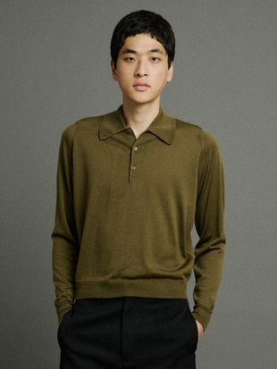 【5/15発売 JOHN SMEDLEY×Bill Nighy】長袖ニットポロシャツ｜BN007