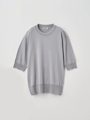 [Anglo Indian Gauze]クルーネック半袖ニットプルオーバー | BRIDIE | 30G