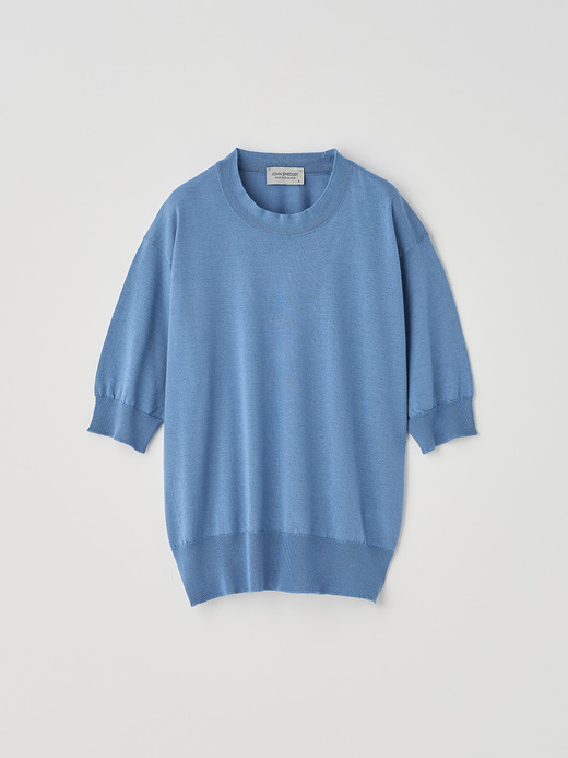 [Anglo Indian Gauze]クルーネック半袖ニットプルオーバー | BRIDIE | 30G 詳細画像 AZUL 1