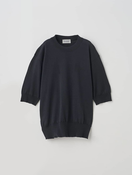 [Anglo Indian Gauze]クルーネック半袖ニットプルオーバー | BRIDIE | 30G 詳細画像 BLACK 2