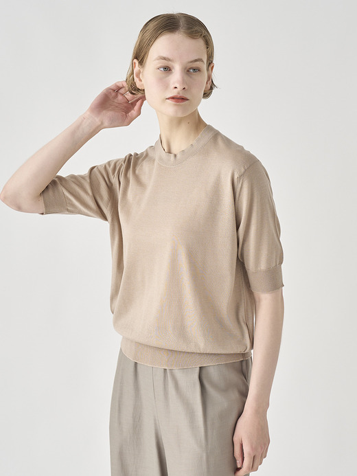 [Anglo Indian Gauze]クルーネック半袖ニットプルオーバー | BRIDIE | 30G 詳細画像 OAT 1