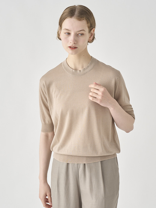 [Anglo Indian Gauze]クルーネック半袖ニットプルオーバー | BRIDIE | 30G 詳細画像 OAT 3