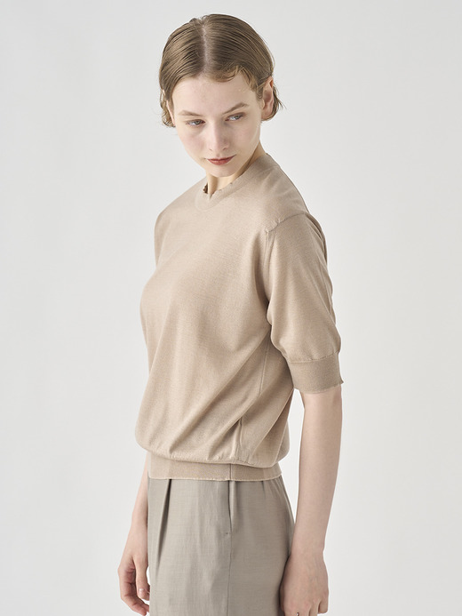 [Anglo Indian Gauze]クルーネック半袖ニットプルオーバー | BRIDIE | 30G 詳細画像 OAT 4