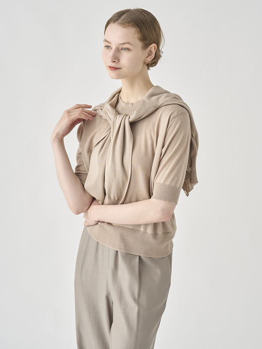 [Anglo Indian Gauze]クルーネック半袖ニットプルオーバー | BRIDIE | 30G 詳細画像 OAT 7