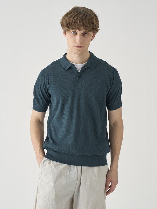 コットン テクスチャニットポロシャツ | CALUN | 30G EASY FIT 詳細画像 RAINFOREST 1