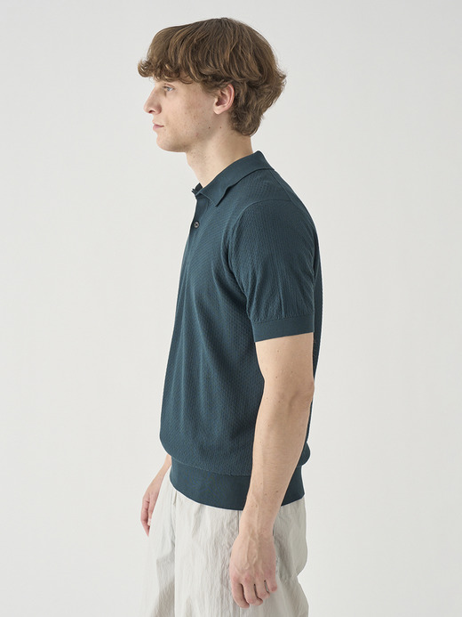 コットン テクスチャニットポロシャツ | CALUN | 30G EASY FIT 詳細画像 RAINFOREST 4