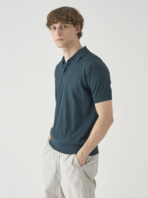 コットン テクスチャニットポロシャツ | CALUN | 30G EASY FIT 詳細画像 RAINFOREST 5