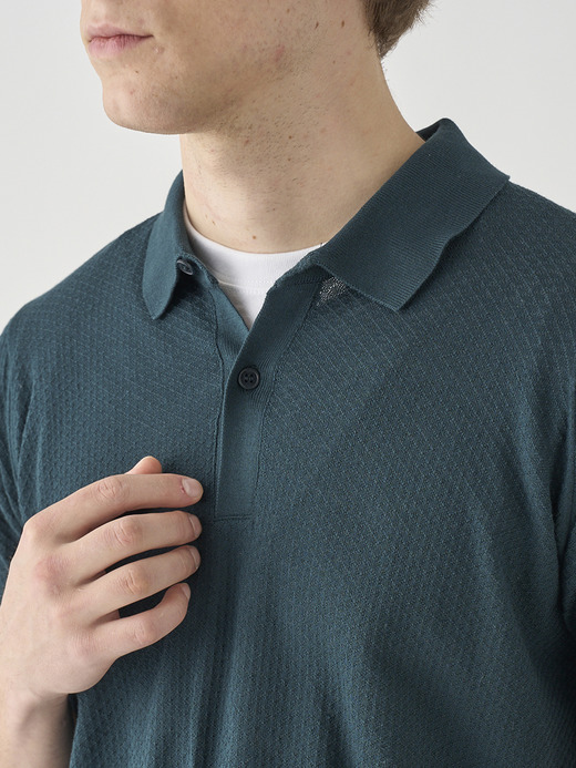 コットン テクスチャニットポロシャツ | CALUN | 30G EASY FIT 詳細画像 RAINFOREST 8