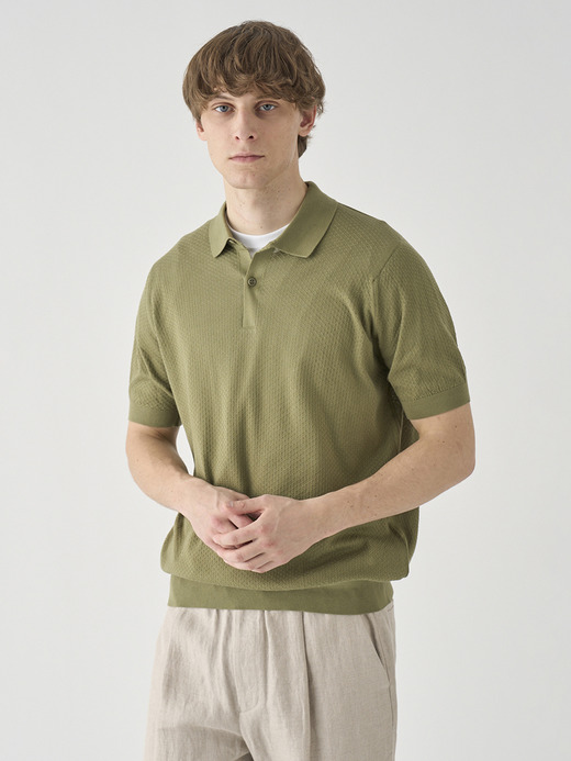 コットン テクスチャニットポロシャツ | CALUN | 30G EASY FIT 詳細画像 TARRAGON 3