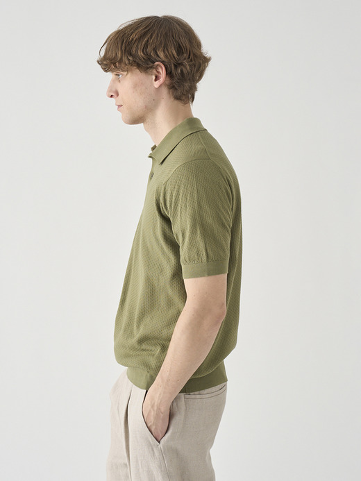 コットン テクスチャニットポロシャツ | CALUN | 30G EASY FIT 詳細画像 TARRAGON 4