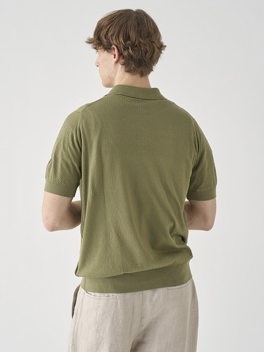 コットン テクスチャニットポロシャツ | CALUN | 30G EASY FIT 詳細画像 TARRAGON 6