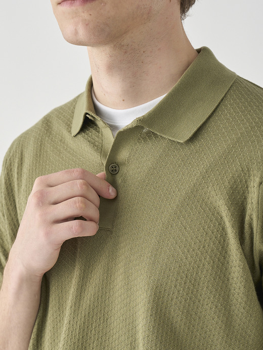 コットン テクスチャニットポロシャツ | CALUN | 30G EASY FIT 詳細画像 TARRAGON 7