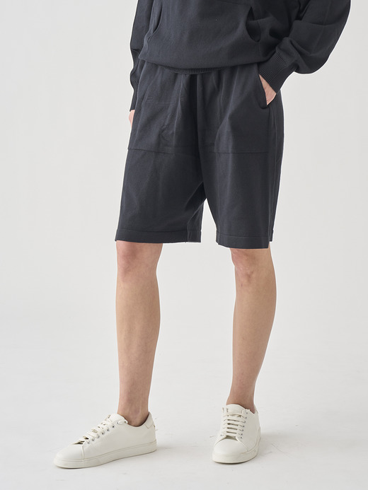 コットンニットイージーショーツ | COWAN | 24G EASY FIT 詳細画像 BLACK 3