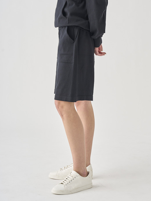 コットンニットイージーショーツ | COWAN | 24G EASY FIT 詳細画像 BLACK 4