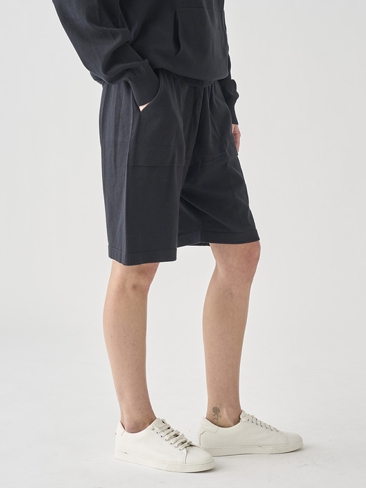 コットンニットイージーショーツ | COWAN | 24G EASY FIT 詳細画像 BLACK 6