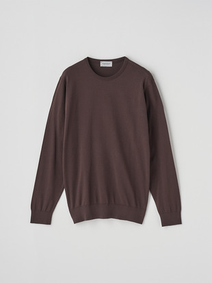 クルーネック長袖コットンニットプルオーバー | DAVID | 30G MODERN FIT
