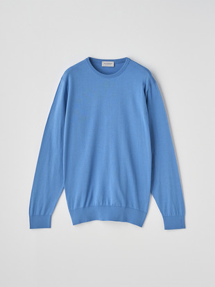 クルーネック長袖コットンニットプルオーバー | DAVID | 30G MODERN FIT