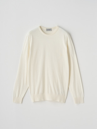 クルーネック長袖コットンニットプルオーバー | DAVID | 30G MODERN FIT