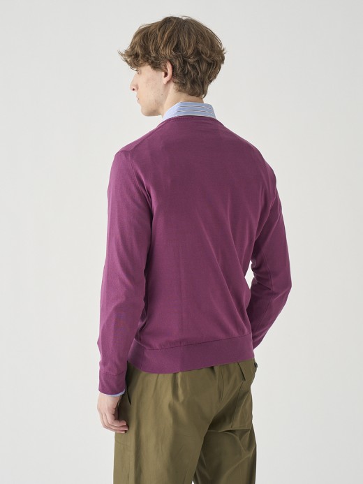 クルーネック長袖コットンニットプルオーバー | DAVID | 30G MODERN FIT 詳細画像 AMARANTH 7