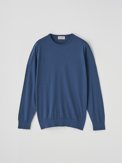 クルーネック長袖コットンニットプルオーバー | DAVID | 30G MODERN FIT 詳細画像 DELFT BLUE 1