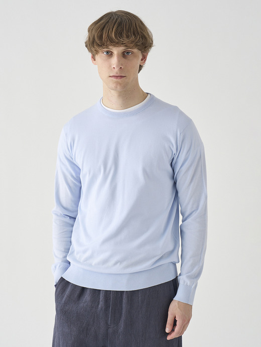 クルーネック長袖コットンニットプルオーバー | DAVID | 30G MODERN FIT 詳細画像 DEW 3