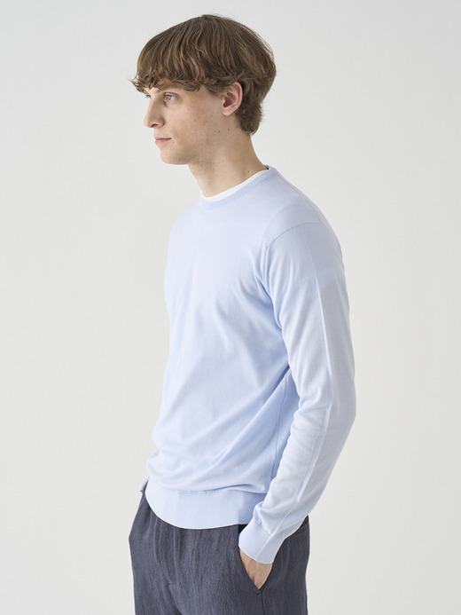 クルーネック長袖コットンニットプルオーバー | DAVID | 30G MODERN FIT 詳細画像 DEW 4
