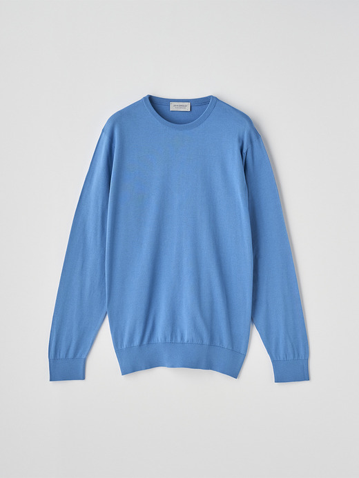 クルーネック長袖コットンニットプルオーバー | DAVID | 30G MODERN FIT 詳細画像 SKYE BLUE 1