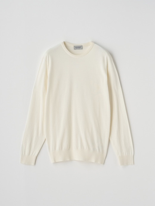 クルーネック長袖コットンニットプルオーバー | DAVID | 30G MODERN FIT 詳細画像 STARCH 1