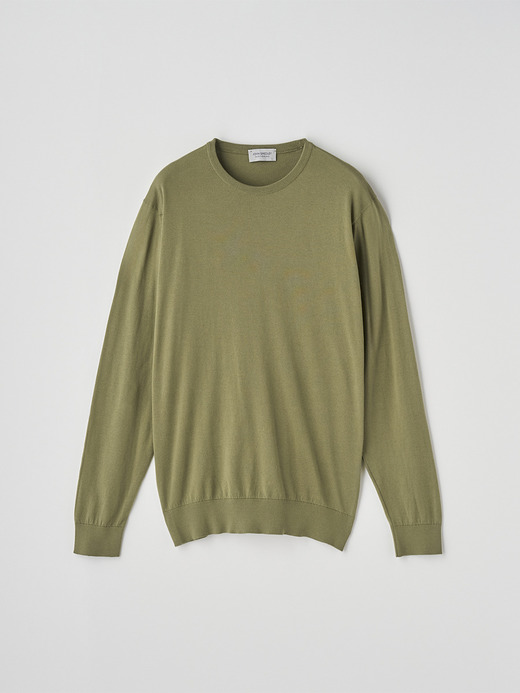 クルーネック長袖コットンニットプルオーバー | DAVID | 30G MODERN FIT 詳細画像 TARRAGON 2