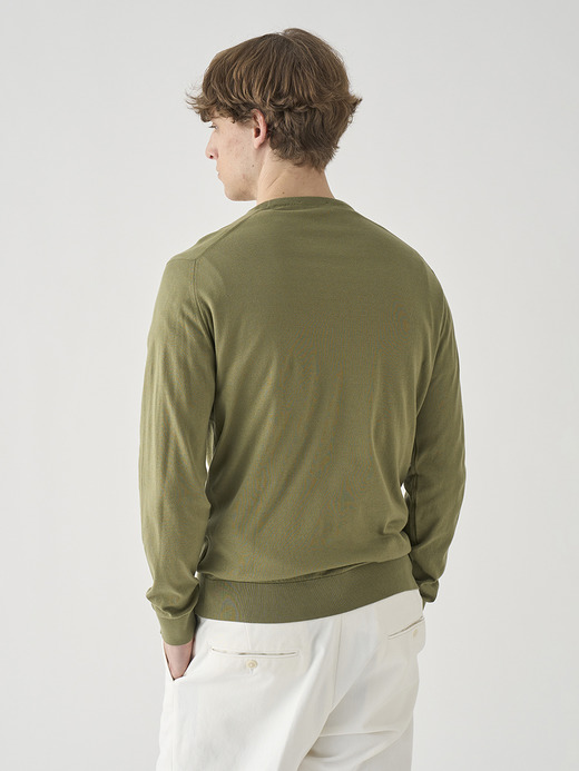 クルーネック長袖コットンニットプルオーバー | DAVID | 30G MODERN FIT 詳細画像 TARRAGON 4