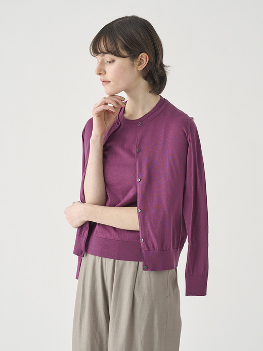 長袖コットンニットカーディガン | ELINOR | 30G MODERN FIT 詳細画像 AMARANTH 3