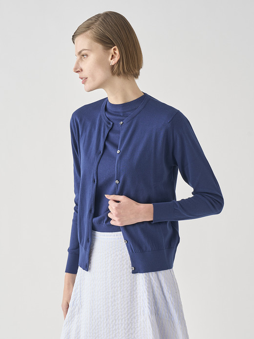 長袖コットンニットカーディガン | ELINOR | 30G MODERN FIT 詳細画像 FRENCH NAVY 3