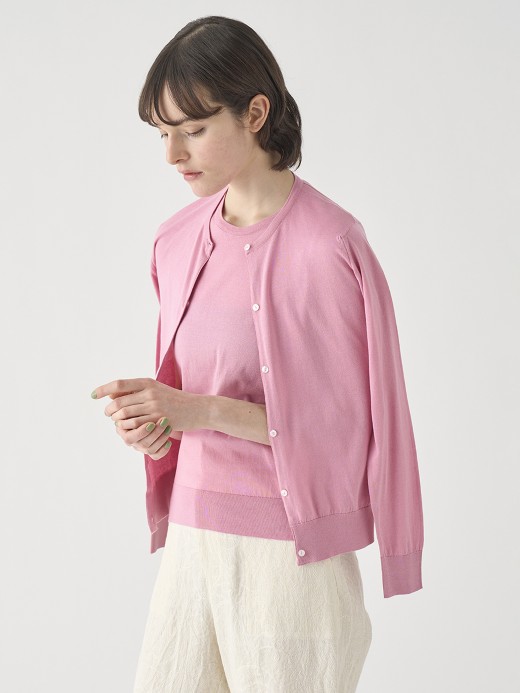 長袖コットンニットカーディガン | ELINOR | 30G MODERN FIT 詳細画像 GLASS PINK 1