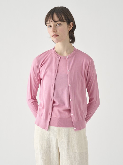 長袖コットンニットカーディガン | ELINOR | 30G MODERN FIT 詳細画像 GLASS PINK 2