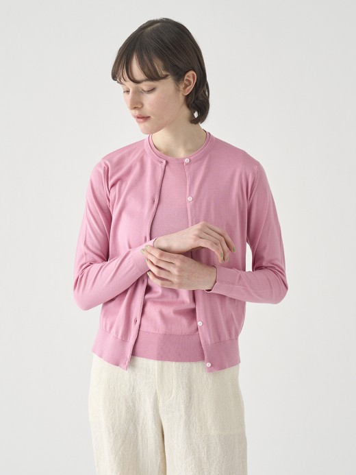 長袖コットンニットカーディガン | ELINOR | 30G MODERN FIT 詳細画像 GLASS PINK 3