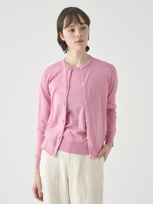 長袖コットンニットカーディガン | ELINOR | 30G MODERN FIT 詳細画像 GLASS PINK 4