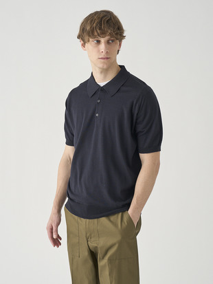 [Anglo Indian Gauze]マイクロボーダーニットポロシャツ | ELVINS | 30G EASY FIT