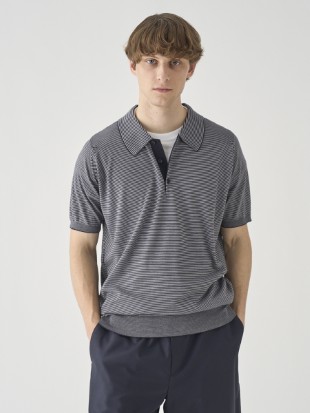 [Anglo Indian Gauze]マイクロボーダーニットポロシャツ | ELVINS | 30G EASY FIT