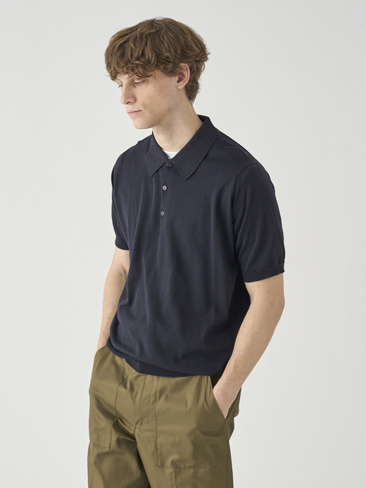 [Anglo Indian Gauze]マイクロボーダーニットポロシャツ | ELVINS | 30G EASY FIT 詳細画像 NO2(ELVINS) 4