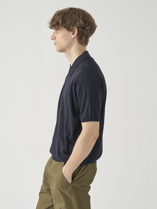 [Anglo Indian Gauze]マイクロボーダーニットポロシャツ | ELVINS | 30G EASY FIT 詳細画像 NO2(ELVINS) 5