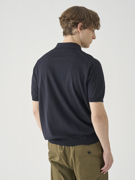 [Anglo Indian Gauze]マイクロボーダーニットポロシャツ | ELVINS | 30G EASY FIT 詳細画像 NO2(ELVINS) 7