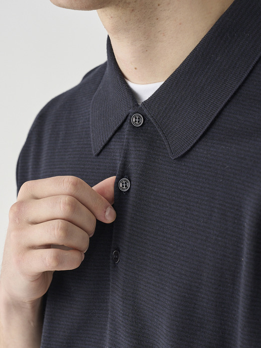 [Anglo Indian Gauze]マイクロボーダーニットポロシャツ | ELVINS | 30G EASY FIT 詳細画像 NO2(ELVINS) 8