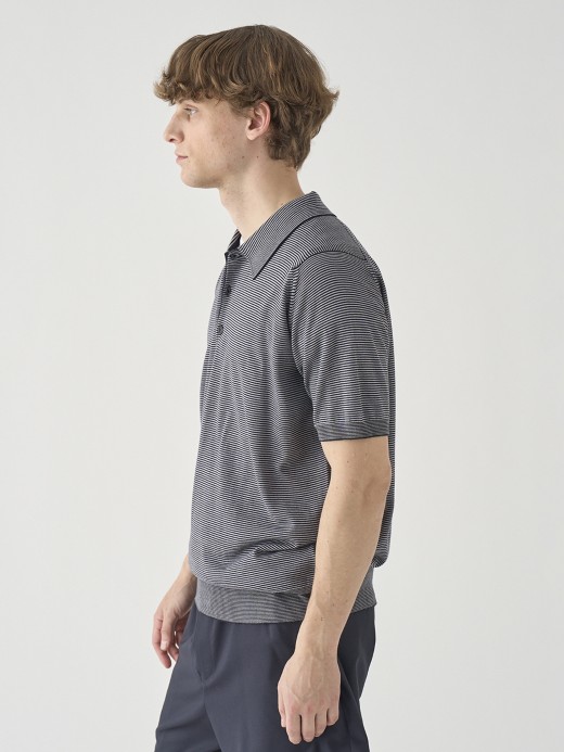 [Anglo Indian Gauze]マイクロボーダーニットポロシャツ | ELVINS | 30G EASY FIT 詳細画像 NO3(ELVINS) 3