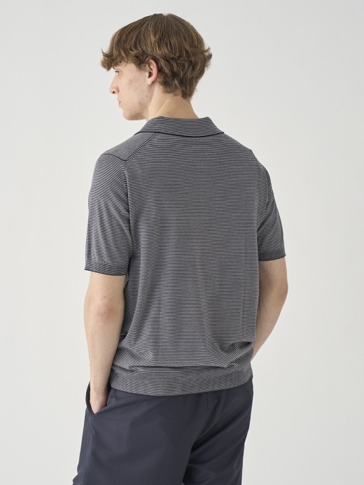 [Anglo Indian Gauze]マイクロボーダーニットポロシャツ | ELVINS | 30G EASY FIT 詳細画像 NO3(ELVINS) 4