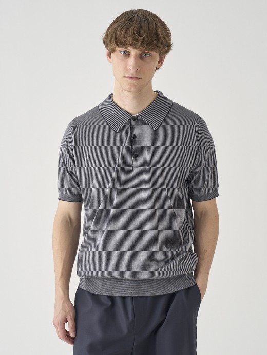 [Anglo Indian Gauze]マイクロボーダーニットポロシャツ | ELVINS | 30G EASY FIT 詳細画像 NO3(ELVINS) 5