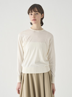 クルーネック長袖コットンニットプルオーバー | EMMA | 30G COMMON FIT