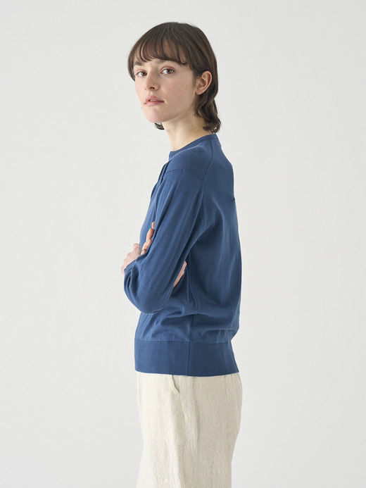 クルーネック長袖コットンニットプルオーバー | EMMA | 30G COMMON FIT 詳細画像 DELFT BLUE 5