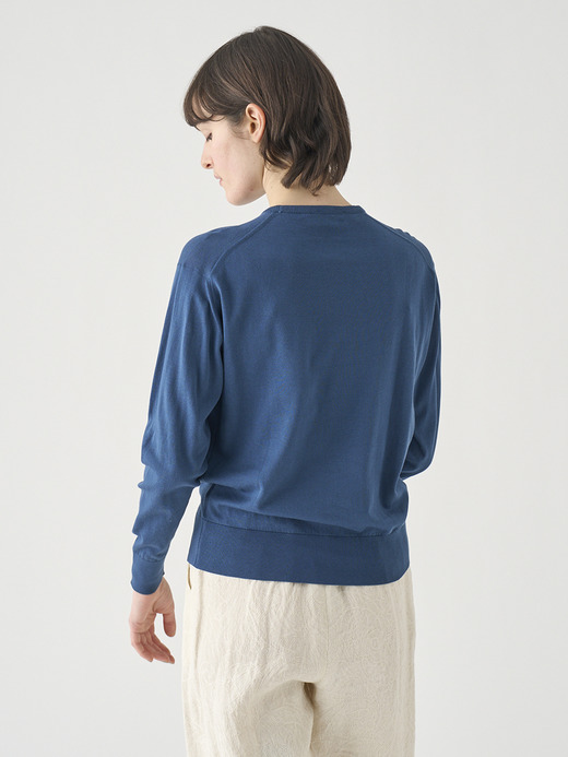 クルーネック長袖コットンニットプルオーバー | EMMA | 30G COMMON FIT 詳細画像 DELFT BLUE 6